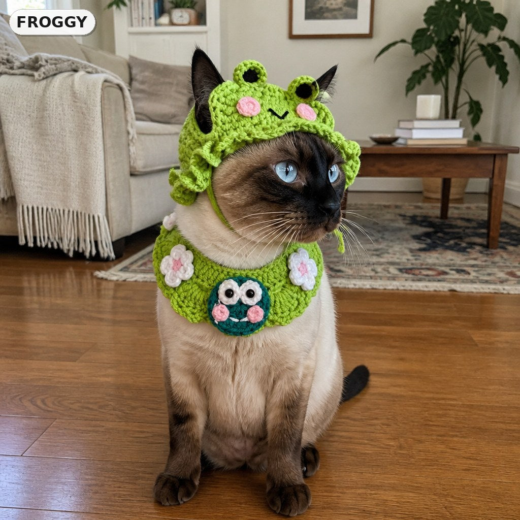 Froggy Set crochet hat and matching bib