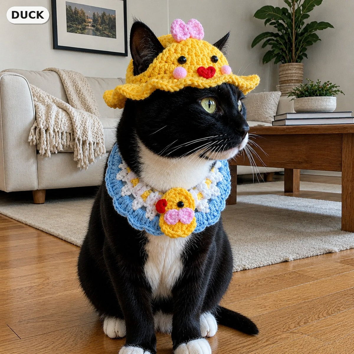 Duck Set crochet hat and matching bib