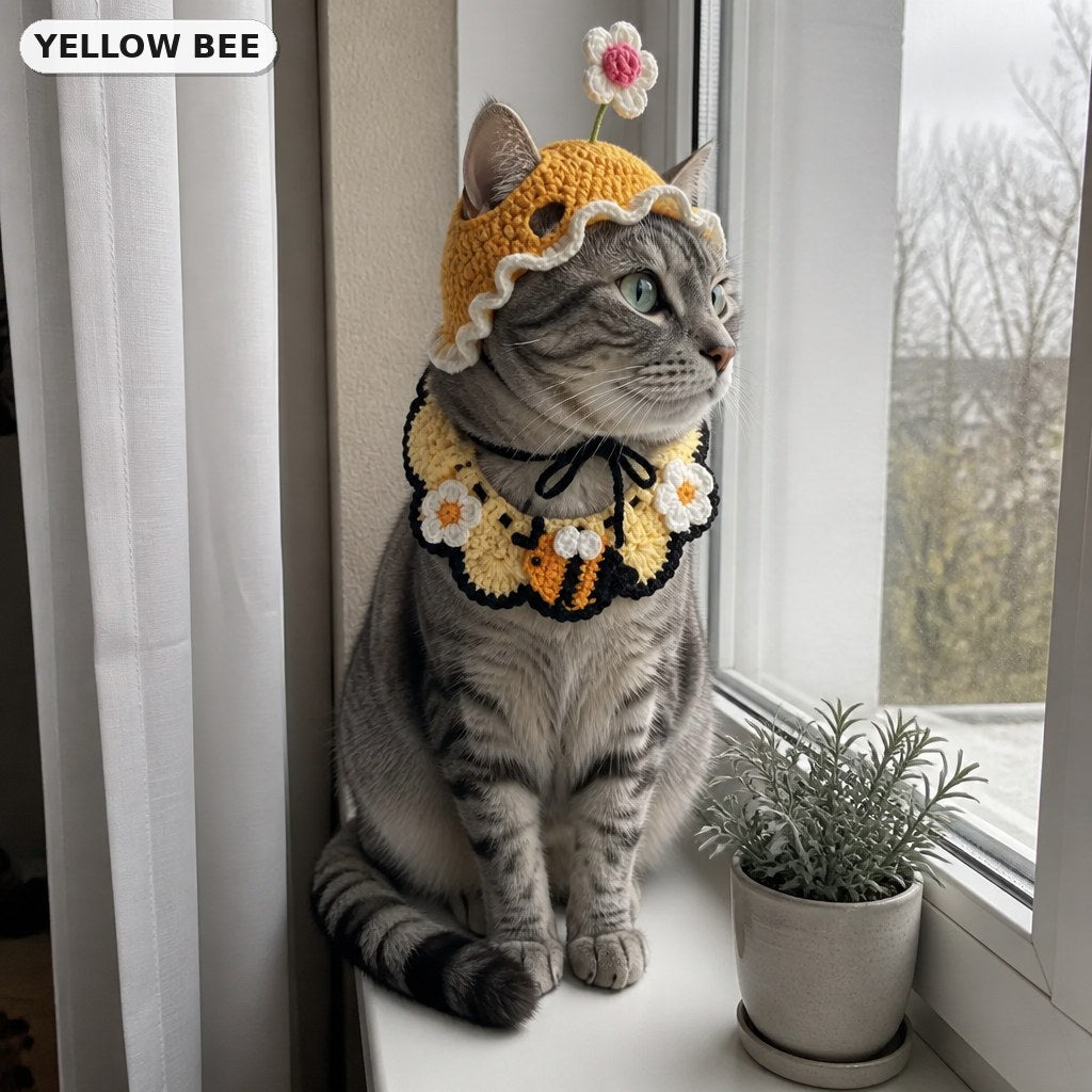 Yellow Bee Set crochet hat and matching bib